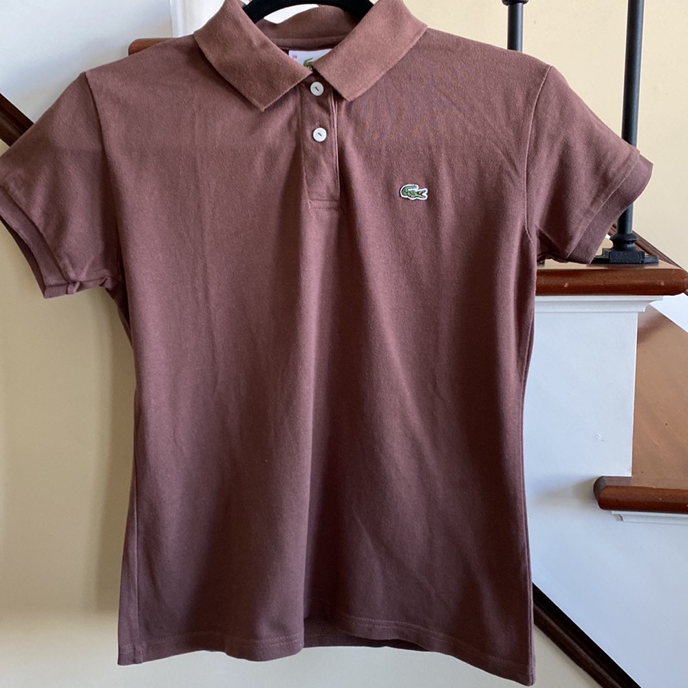 Lacoste 🔥 2 Button Brown Collard Polo Shirt Sz 38